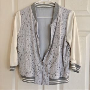 Lavender lace varsity light jacket 💖